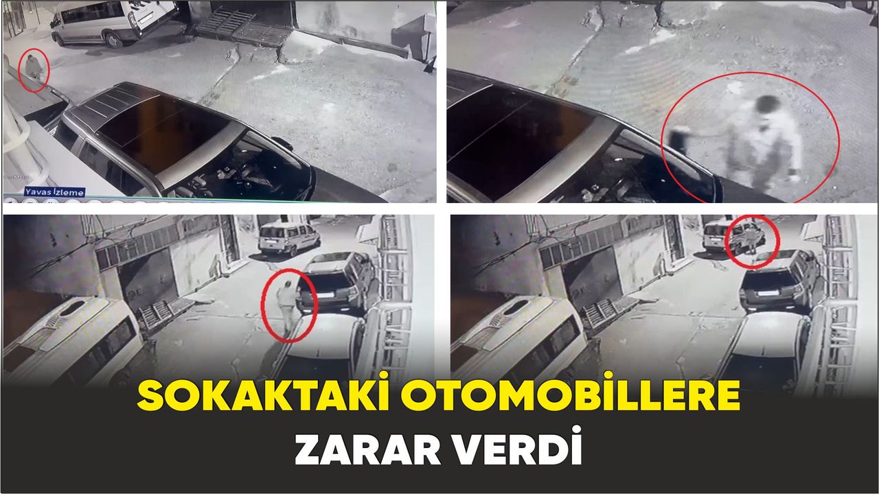 Bursa'da sokaktaki otomobillere zarar verdi
