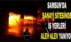 Samsun’da sanayi sitesinde iş yerleri alev alev yanıyor