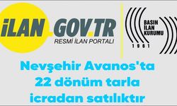 Nevşehir Avanos'ta 22 dönüm tarla icradan satılıktır