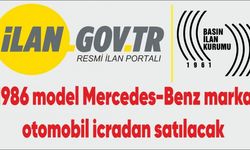 1986 model Mercedes-Benz marka otomobil icradan satılacak