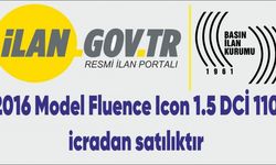 2016 Model Fluence Icon 1.5 DCİ 110 icradan satılıktır