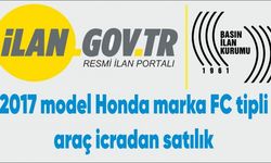 2017 model Honda marka FC tipli araç icradan satılık