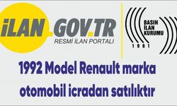 1992 Model Renault marka otomobil icradan satılıktır