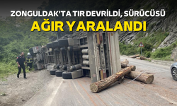 Zonguldak'ta tır devrildi, sürücüsü ağır yaralandı