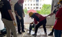 Düzce'de ağır hasarlı binada kurtarma tatbikatı yaptılar