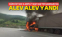 Gürcistan’a arpa taşıyan tır Samsun’da alev alev yandı