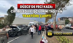 Düzce'de feci kaza: Cip, belediye işçilerini taşıyan traktöre çarptı
