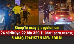 Sinop’ta asayiş uygulaması : 5 araç trafikten men edildi