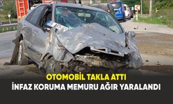 Samsun'da otomobil takla attığı kazada  İnfaz koruma memuru ağır yaralandı