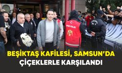 Beşiktaş kafilesine , Samsun’da çiçeklerle karşılama