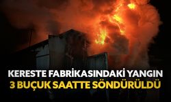 Kereste fabrikasındaki yangın 3,5 saatte söndürüldü