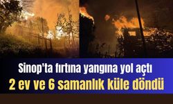 Sinop’ta fırtına yangına yol açtı