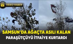 Samsun'da  yamaç paraşütçü ağaçta asılı kaldı