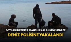 Botları batınca mahsur kalan göçmenler Deniz Polisine yakalandı
