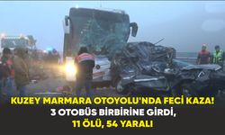 Kuzey Marmara Otoyolu Sakarya geçişinde 3 otobüsün karıştığı zincirleme kaza