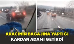 Bursa şehir merkezine kar yağmadı, aracının bagajına yaptığı kardan adamı getirdi