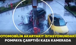 Samsun'da otomobilin akaryakıt istasyonundaki pompaya çarptı