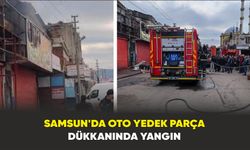 Samsun'da oto yedek parça dükkanında yangın