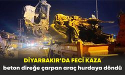 Diyarbakır’da beton direğe çarpan araç hurdaya döndü: 1 ağır yaralı