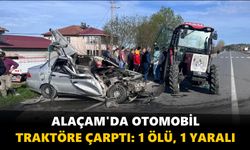 Alaçam'da otomobil traktöre çarptı: 1 ölü, 1 yaralı