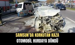 SAMSUN’DA KORKUTAN KAZA: OTOMOBİL HURDAYA DÖNDÜ