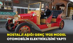 Denizli’de nostalji aşığı genç 1925 model otomobilin elektriklisini yaptı