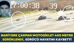 Samsun'da kaza anı kamerada; Bariyere çarpan motosiklet 400 metre sürüklendi
