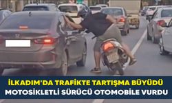 İlkadım'da Trafikte tartışma büyüdü: Motosikletli sürücü otomobile vurdu