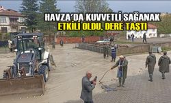 Havza'da kuvvetli sağanak etkili oldu, dere taştı