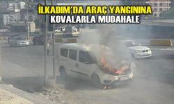İlkadım'da araç yangınına kovalarla müdahale