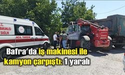 Bafra'da iş makinesi ile kamyon çarpıştı: 1 yaralı