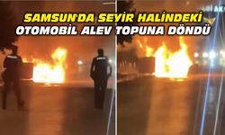 Samsun'da seyir halindeki otomobil alev topuna döndü