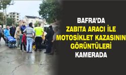 Bafra’da Zabıta Aracı ile Motosiklet Kazasının Görüntüleri Kamerada