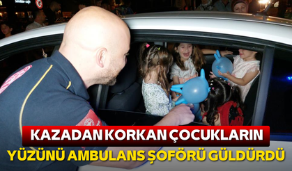 Samsun'da kaza sonrası ambulans şoförü çocukları güldürdü!