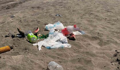 Samsun sahilinde tepki çeken görüntü