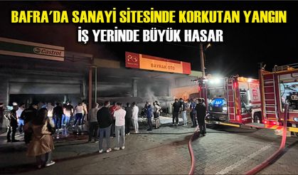 Bafra'da sanayi sitesinde korkutan yangın: İş yerinde büyük hasar