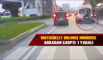 Canik'de motosiklet dolmuş minibüse arkadan çarptı: 1 yaralı