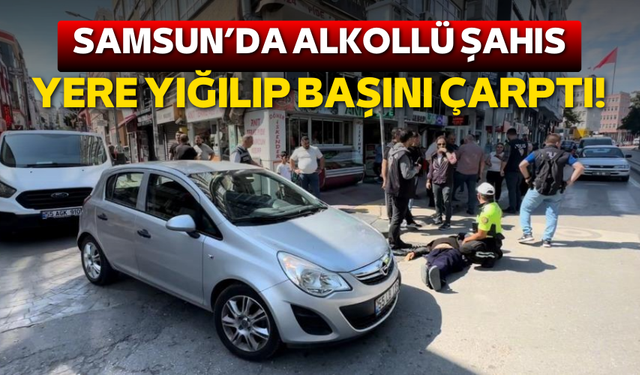 Samsun'da alkollü kişi bir aracın önünde yere yığıldı!