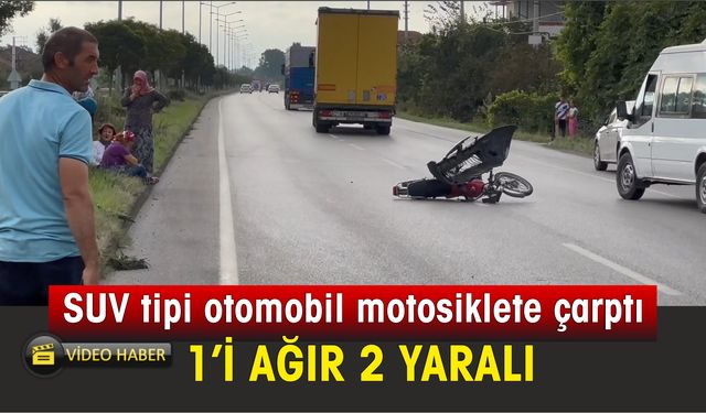 Samsun'da kaza; SUV tipi otomobil motosiklete çarptı