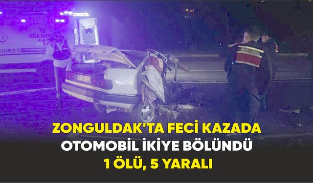 Zonguldak’ta feci kazada otomobil ikiye bölündü:1 ölü