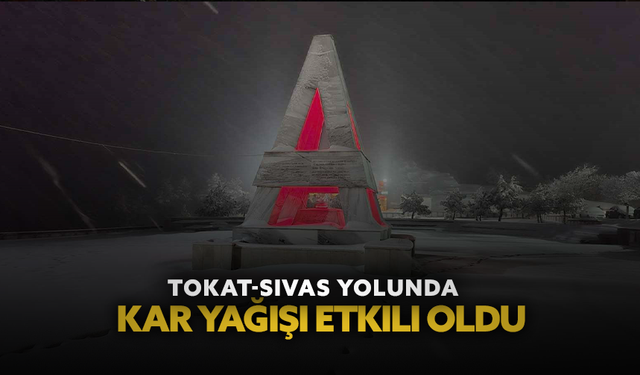 Tokat-Sivas yolunda kar yağışı etkili oldu