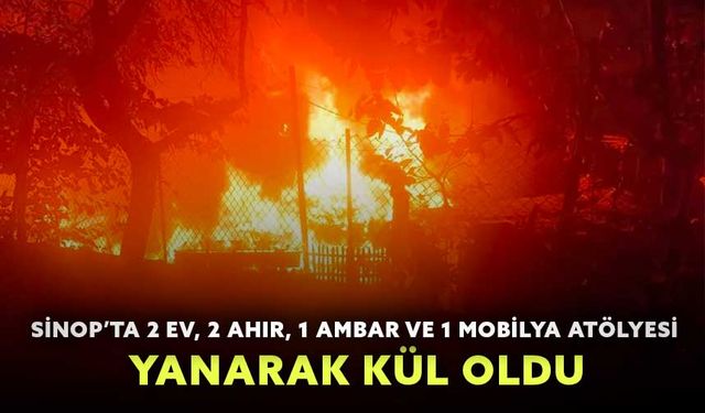 Sinop’ta 2 ev, 2 ahır, 1 ambar ve 1 mobilya atölyesi yanarak kül oldu