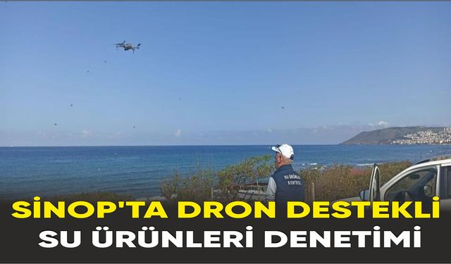 Sinop'ta balıkçı tekneleri dron ile denetlendi