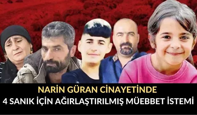 Narin Güran Cinayetinde 4 Sanık İçin Ağırlaştırılmış Müebbet İstemi