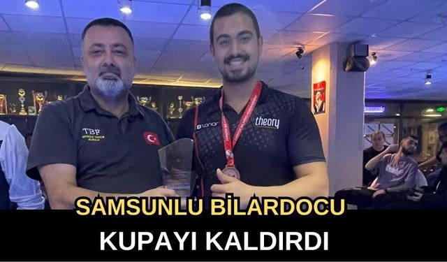 Samsunlu Bilardocu Kupayı Kaldırdı