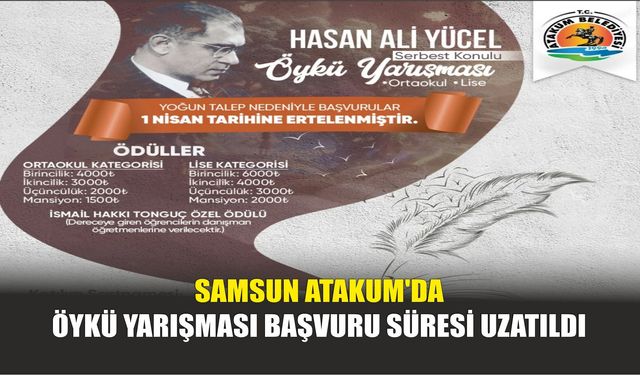 Samsun Atakum'da Öykü Yarışması Başvuru Süresi Uzatıldı