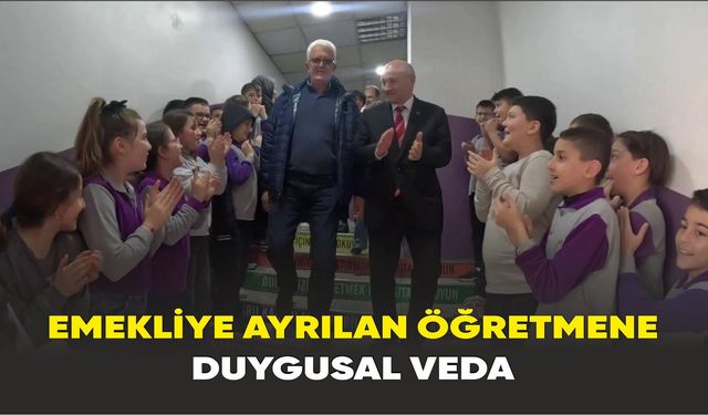 Emekliye ayrılan öğretmene duygusal veda, Gözyaşlarına hakim olamadı