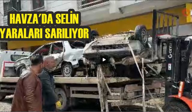 Havza'da selin yaraları sarılıyor: Hurdaya dönen araçlar kaldırılıyor