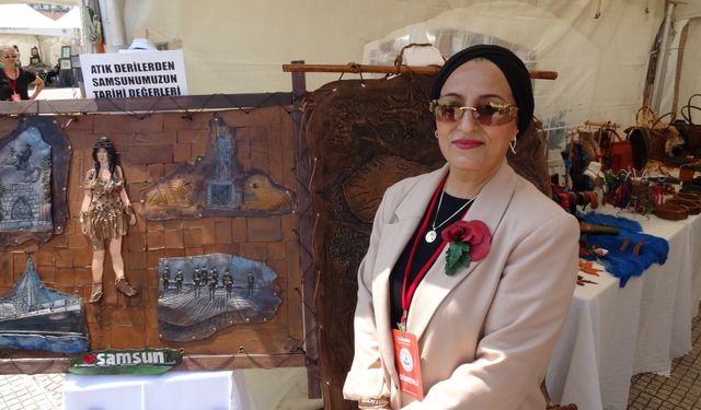 Samsun'da Atık deriler sanat eserine dönüştü,