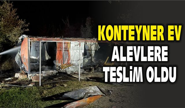 Kavak'da konteyner ev alevlere teslim oldu